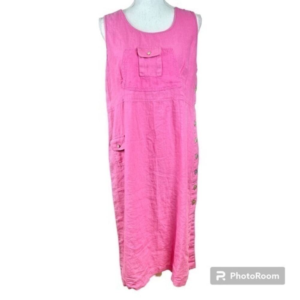 KARAVAN Vintage 90s Pink Coastal Beach Breathable Lightweight Tank Slip Dress M